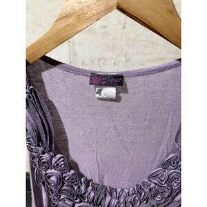 Agenda Womens Lavender Floral Rosette Neck Long Tank Top Tunic Fairycore Size M